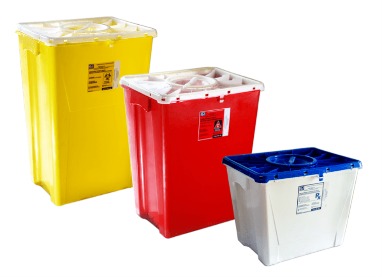 biomedical waste bins - 3 sizes - isolated