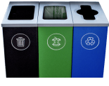 isolated shot of indoor waste receptacles for sorting recycling