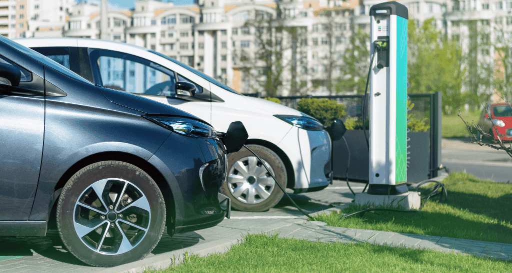 Electric car charging station promoting sustainable transportation and eco-conscious choices.