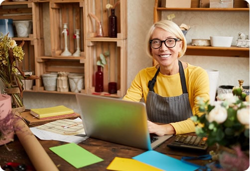 Woman managing waste solutions in a sustainable and eco-friendly workspace.