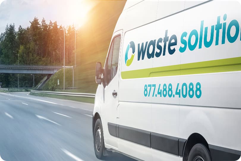 Waste Solutions van promoting eco-friendly waste management services.