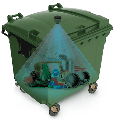 Waste bin with smart sensor for real-time waste level monitoring.