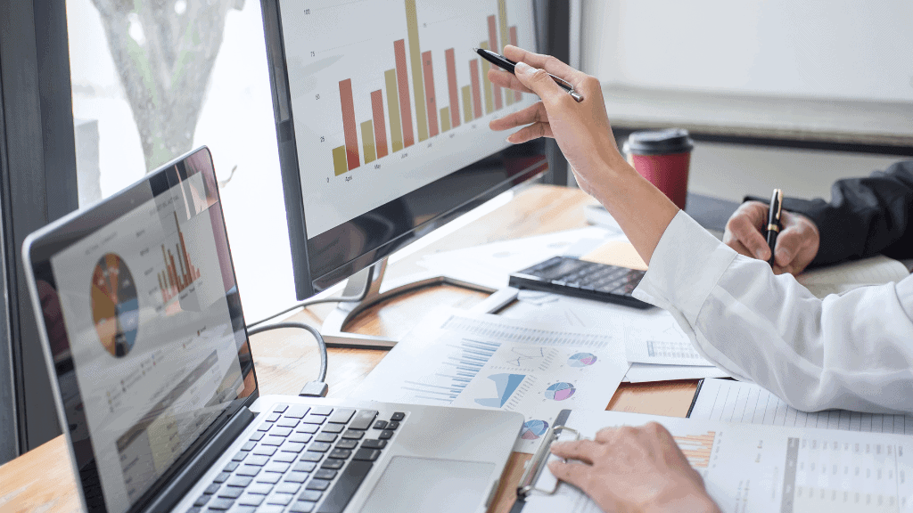 Waste metric software interface showing data analytics and charts.